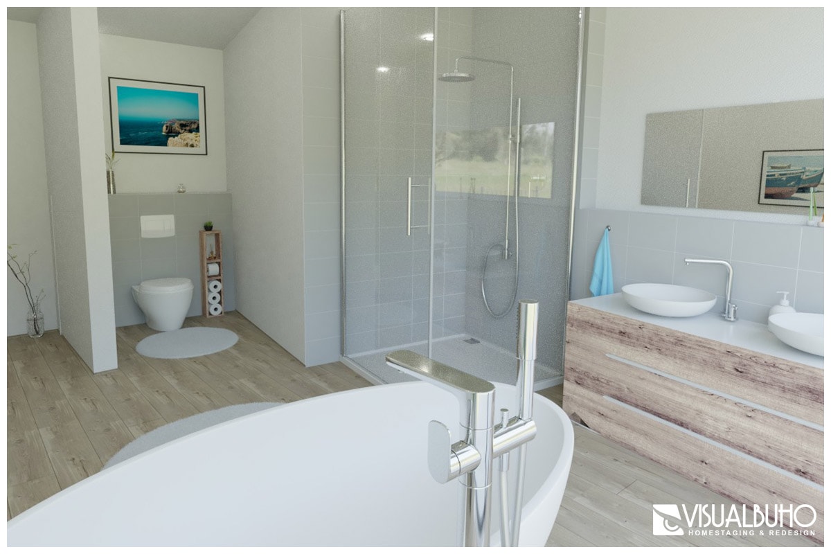 3D Home Staging Dusche WC Waschbecken