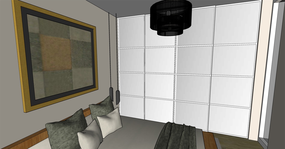 Visualisierung Schlafzimmer mit Spigelschrank ungerendert