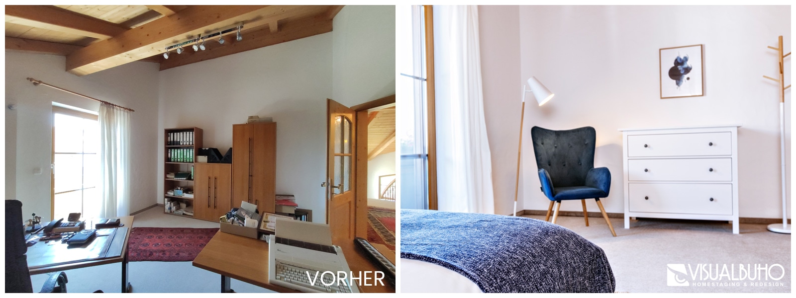 Schlafzimmer mit Sitzecke Ferienhaus Lechbruck Vergleichsbild