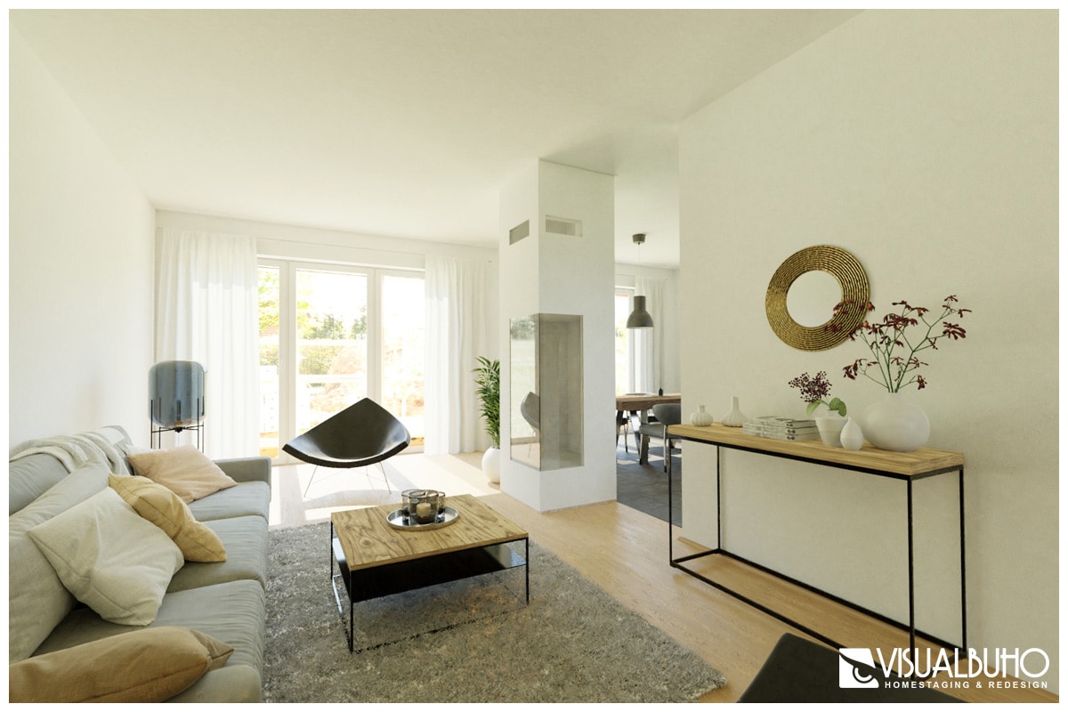Wohnzimmer Industrial beige 3D Home Staging